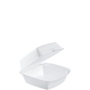 Foam Hinged Lid Containers, 6 x 5.78 x 3, White, 500/Carton