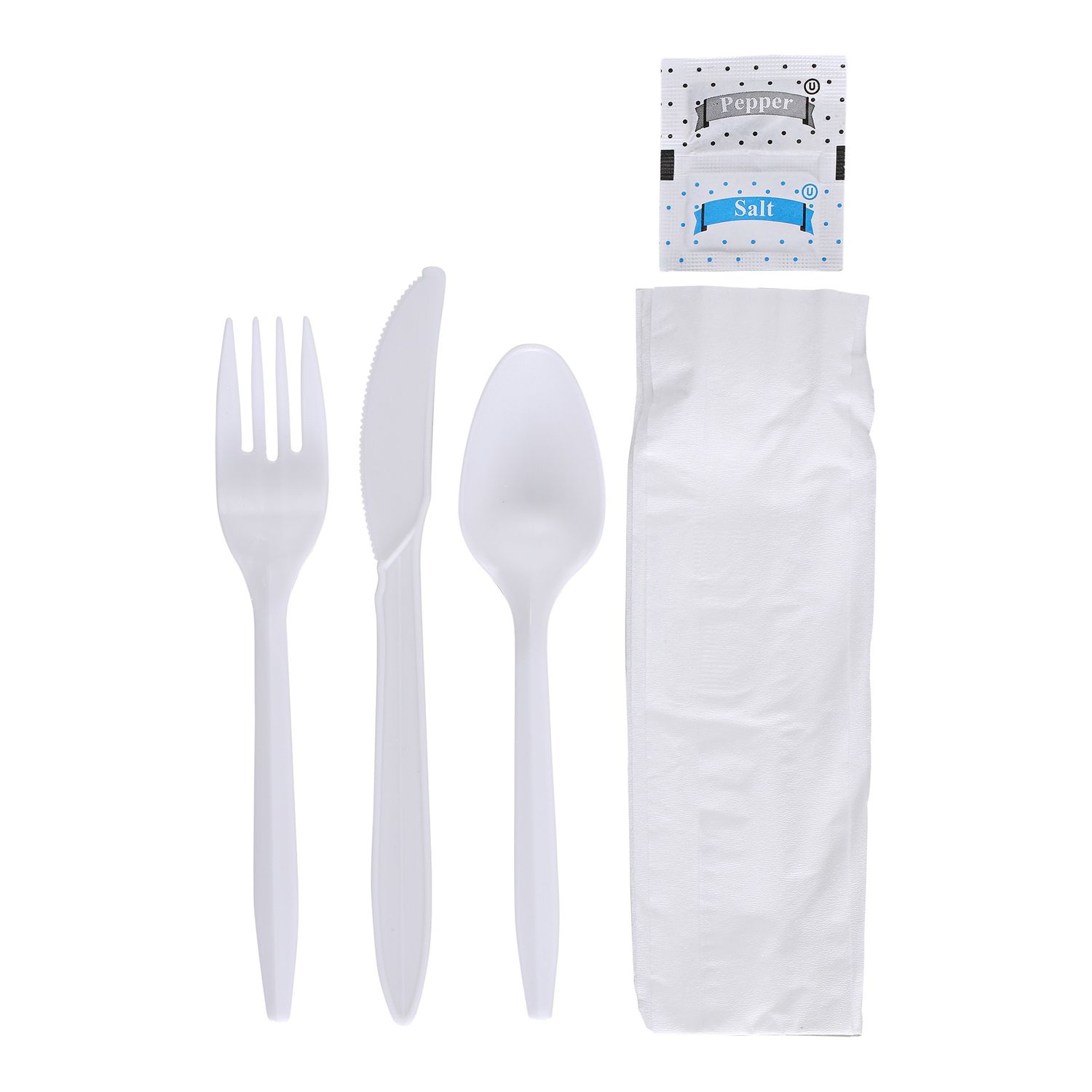 Empress Medium Weight Cutlery Kit Polypro Knife/Fork/Teaspoon/S&amp;P/Napkin 250 / cs