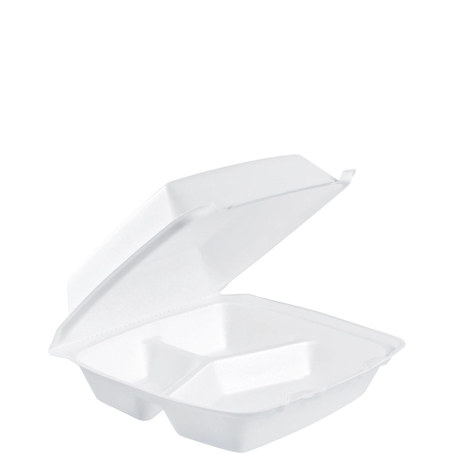 Container, Hinged lid, Foam 3 comp, med, Dart