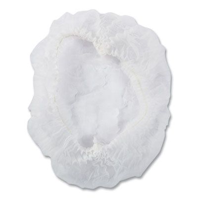 Latex-Free Operating Room Cap, Pleated, Spun-Bonded Polypropylene, 21", White, 100 Caps/Pack, 10 Packs/Carton