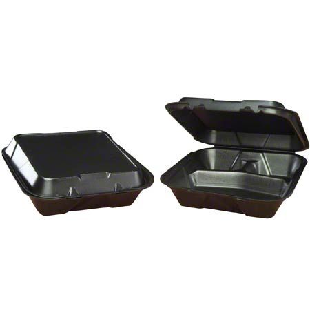 Genpak Large 3-Comp Hinged Container BLK