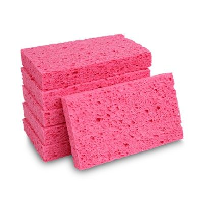 Small Cellulose Sponge, 3.6 X 6.5, 0.9" Thick, Pink, 2/pack, 24 Packs/carton