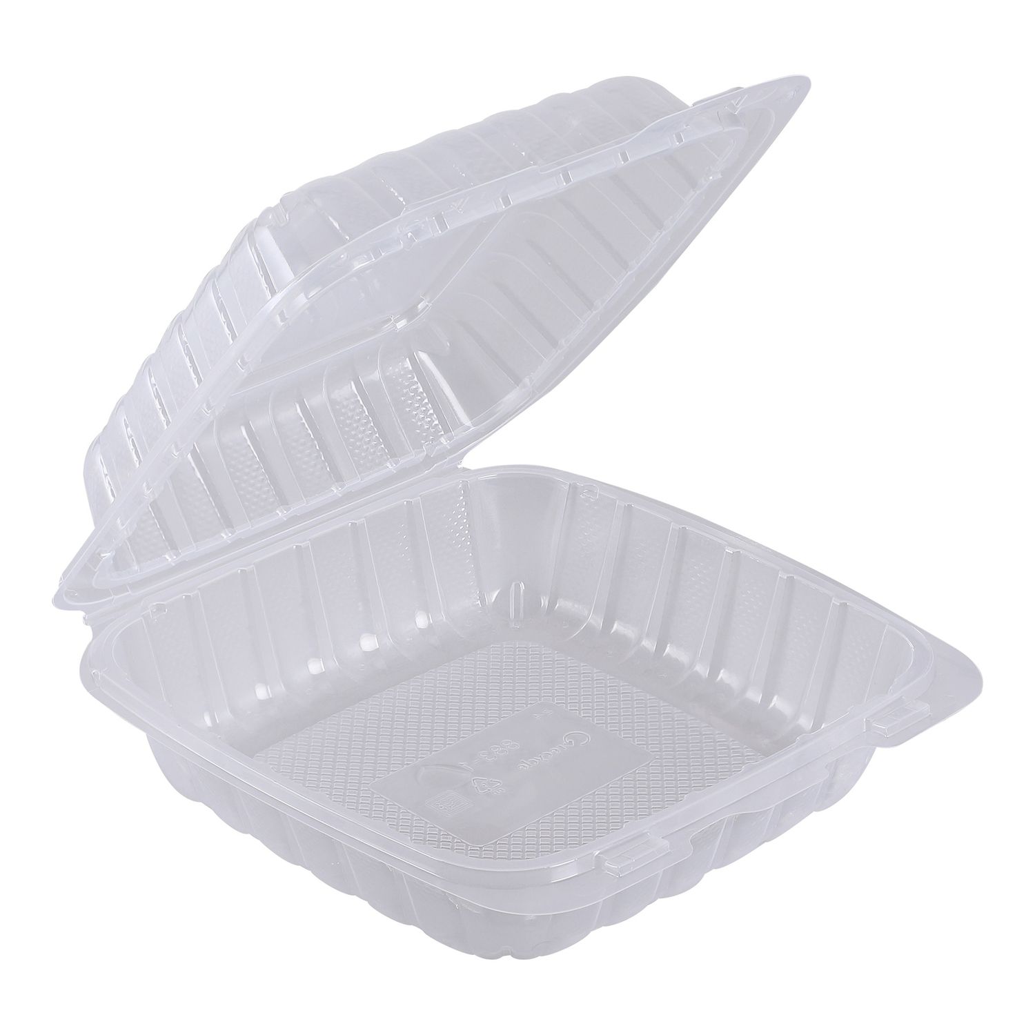 Container, Hinged,Clear,  8X8