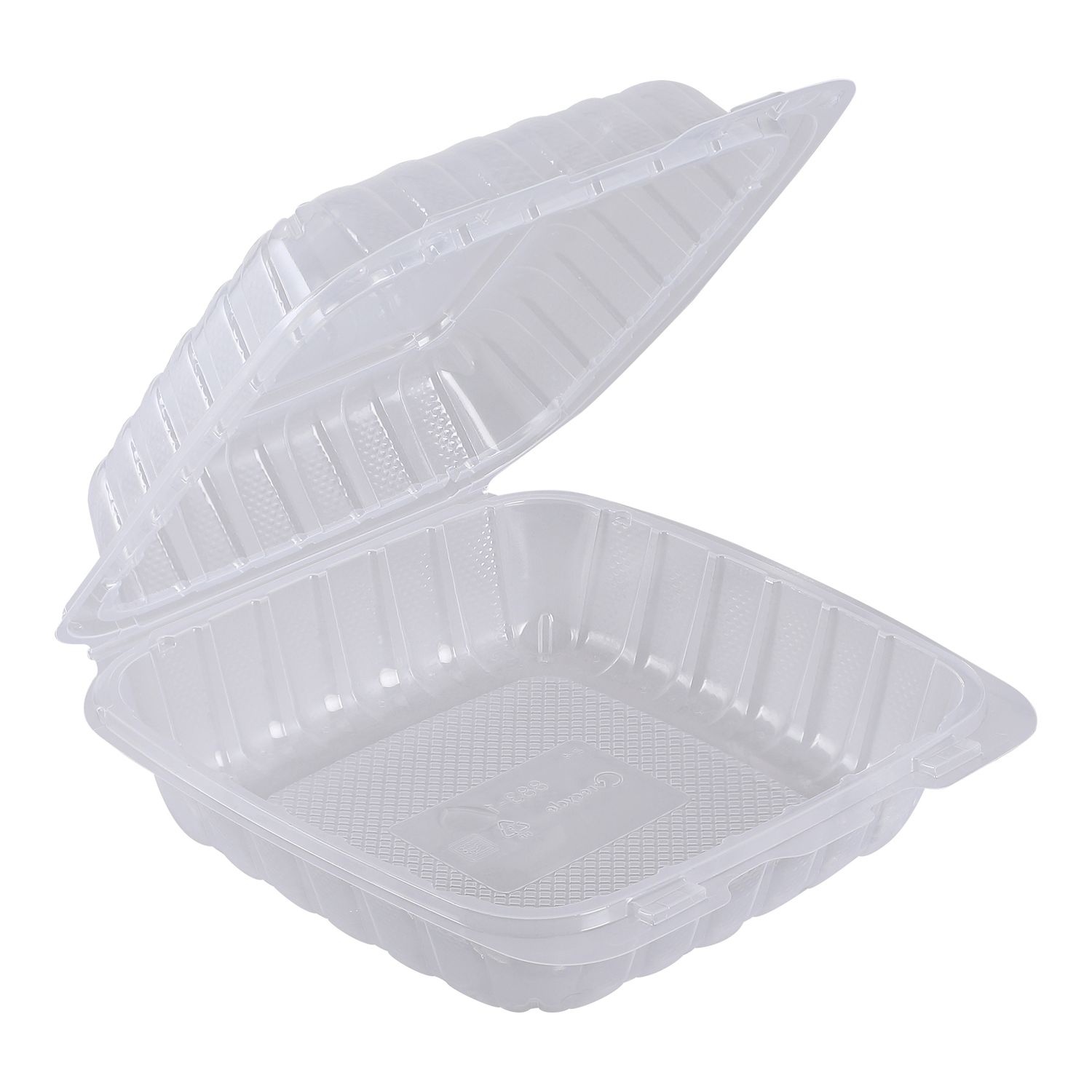 Container, Hinged,Clear, 8X8