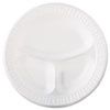 Quiet Class Laminated Foam Dinnerware, 3-Compartment Plate, 10.25" dia, White, 125/Pack, 4 Packs/Carton