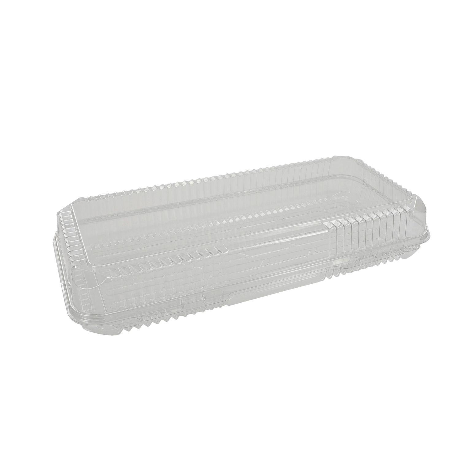 Clear Hinged lid container, 13.5"x6.675"xx2.75" 100/cs, Novolex- Pactiv