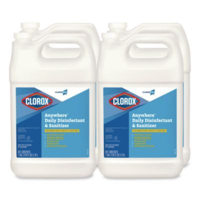 CloroxPro Anywhere Daily Disinfectant and Sanitizer, Unscented, 128 oz Bottle, 4/Carton