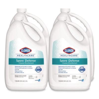 Spore Defense Cleaner Disinfectant, Open System, Unscented, 1 gal Refill Bottle, 4/Carton