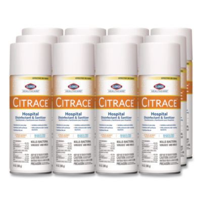 Citrace Hospital Disinfectant and Sanitizer, Citrus Scent, 14 oz Aerosol Spray, 12/Carton