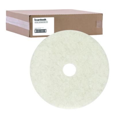 Natural Burnishing Floor Pads, 21" Diameter, White, 5/carton