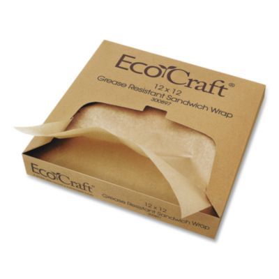 EcoCraft Grease-Resistant Paper Wraps and Liners, 14 x 14, Natural, 1,000/Box, 4 Boxes/Carton