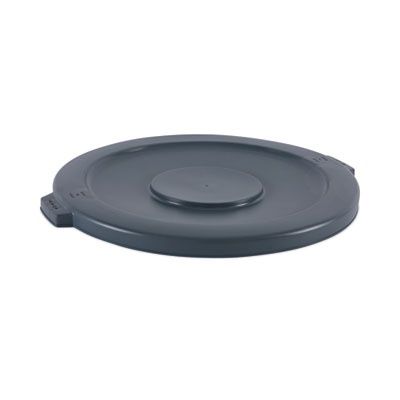 Lids For 44 Gal Waste Receptacles, Flat-Top, Round, Plastic Gray