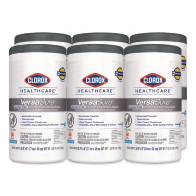 VersaSure Cleaner Disinfectant Wipes, 1-Ply, 6.75 x 8, Fragranced, White, 85/Canister, 6 Canisters/Carton