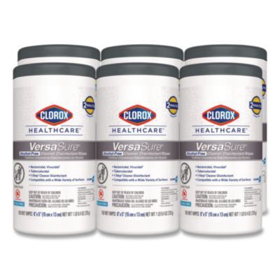 VersaSure Cleaner Disinfectant Wipes, 1-Ply, 6 x 5, Fragranced, White, 150/Canister, 6 Canisters/Carton