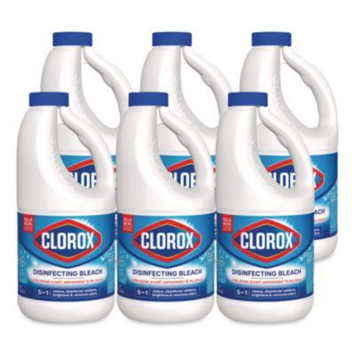 Concentrated Regular Disinfecting Bleach, Unscented, 43 oz Bottle, 6/Carton