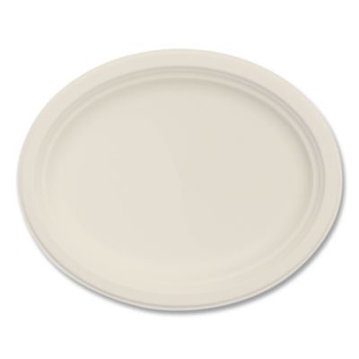 Compostable Molded Fiber Dinnerware, ProPlanet Seal, Platter, 12" Diameter, Natural, 500/Carton