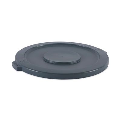 Lids For 32 Gal Waste Receptacle, Flat-Top, Round, Plastic, Gray