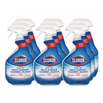 Clean-Up Multi-Surface Cleaner with Bleach, Rain Clean Scent, 32 oz Spray Bottle,9/Carton