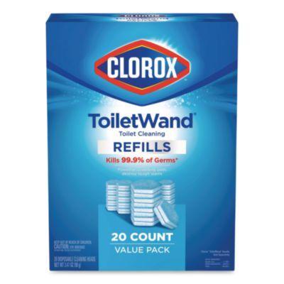 ToiletWand Toilet Cleaning Refills, Toilet Cleaning Scrubbing Pads, Blue/White, 20/Pack