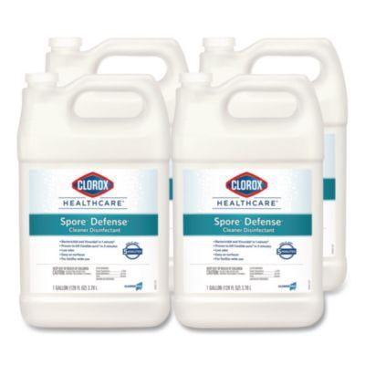 Spore Defense Cleaner Disinfectant, Closed System, Unscented, 1 gal Refill Bottle, 4/Carton