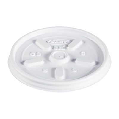Plastic Lids, Vented, Fits 8 oz to 10 oz Hot/Cold Foam Cups, White, 100/Pack, 10 Packs/Carton