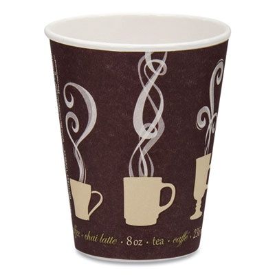 Thermoguard Insulated Paper Hot Cups, 8 oz, Steam Print Design, 1,000/Carton