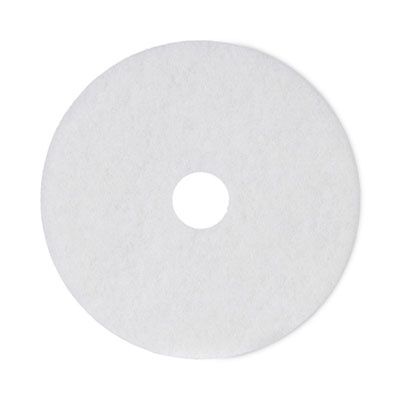 Polishing Floor Pads, 18" Diameter, White, 5/carton