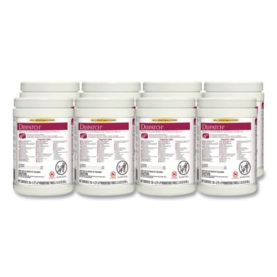 Dispatch Hospital Cleaner Disinfectant Towels w/Bleach, 1-Ply, 6.75 x 8, Unscented, White, 150/Canister, 8 Canisters/Carton
