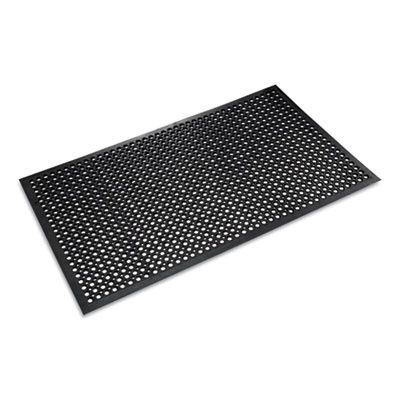 Safewalk-Light Wet/Oily Floor Anti-Fatigue Drainage Mats, 0.5" Thick, 36" x 60", Black Perforated Surface