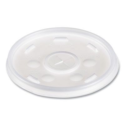 Plastic Lids for Foam Cups/Bowls/Containers, Flat with Straw Slot, Fits 6 oz to 14 oz, Translucent, 100/Pack, 10 Packs/Carton