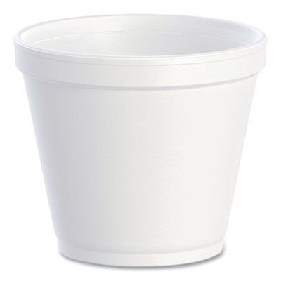 Food Containers, Squat, 8 oz, White, Foam, 1,000/Carton