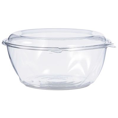 SafeSeal Tamper-Resistant, Tamper-Evident Bowls with Dome Lid, 64 oz, 8.9" Diameter x 4" h, Clear, Plastic, 100/Carton