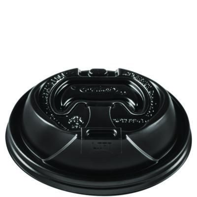 Optima Reclosable Lids for Hot Paper Cups, Fits 12 oz to 24 oz Hot Cups, Plastic, Black, 1,200/Carton