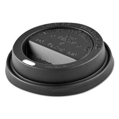 Traveler Sip Through Lids for ThermoGuard Hot Cups, Fits 12 oz to 24 oz Hot Cups, Plastic, Black, 1,200/Carton