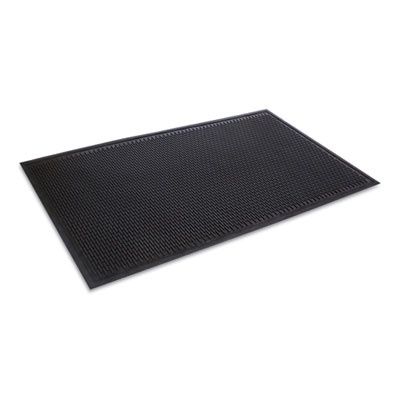 Crown-Tred Indoor/Outdoor Scraper Mat, Black Loop-Twist Ribbed Rubber Surface, 43.75" x 66.75"