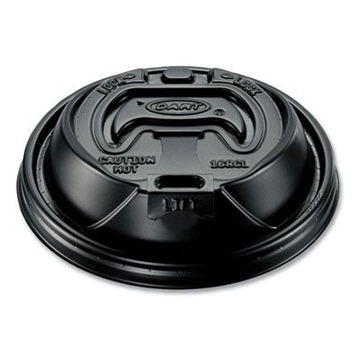 Optima Reclosable Lid, Fits 12 oz to 24 oz Hot Cups, Plastic, Black, 100/Pack, 10 Packs/Carton