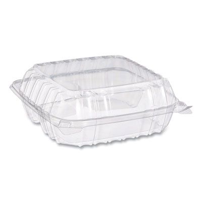 ClearSeal Hinged-Lid Plastic Containers, 8.25 x 8.25 x 3, Clear, Plastic, 125/Pack, 2 Packs/Carton