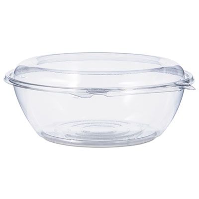 SafeSeal Tamper-Resistant, Tamper-Evident Bowls with Dome Lid, 48 oz, 8.9" Diameter x 3.4" h, Clear, Plastic, 100/Carton