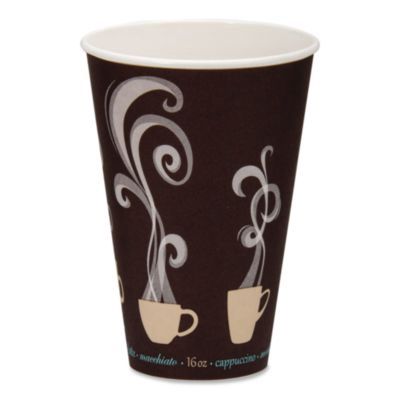 Thermoguard Insulated Paper Hot Cups, 16 oz, Steam Print Design, 600/Carton