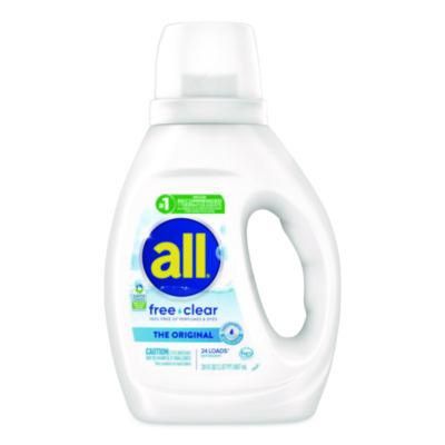 Free Clear HE Laundry Detergent, 24 Loads, Unscented, 30 oz Bottle, 6/Carton