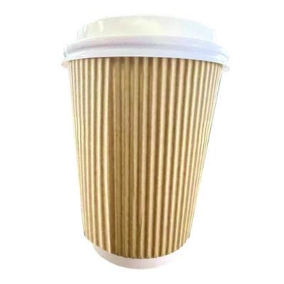 Ripple Hot Cups, 8 oz, Paper, Kraft/White, 500/Carton