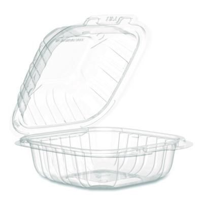 Microwaveable Hinged Containers, ProPlanet Seal, 6.31 x 6.31 x 3, Clear, Plastic, 300/Carton