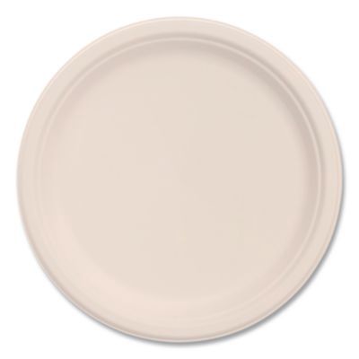 Compostable Molded Fiber Dinnerware, ProPlanet Seal, Plate, 9" dia, Natural, 500/Carton