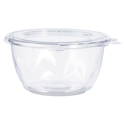 SafeSeal Tamper-Resistant, Tamper-Evident Bowls with Flat Lid, 16 oz, 5.5" Diameter x 2.7" h, Clear, Plastic, 240/Carton