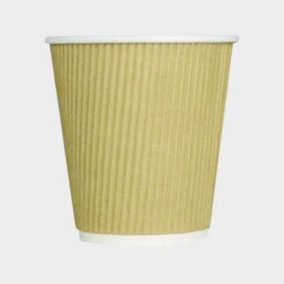 Ripple Hot Cups, 10 oz, Paper, Kraft/White, 500/Carton