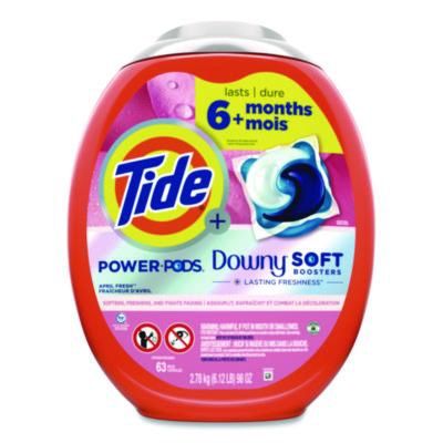 Power PODS Plus Downy Laundry Detergent, April Fresh Scent, 98 oz Tub, 63 Pods/Tub