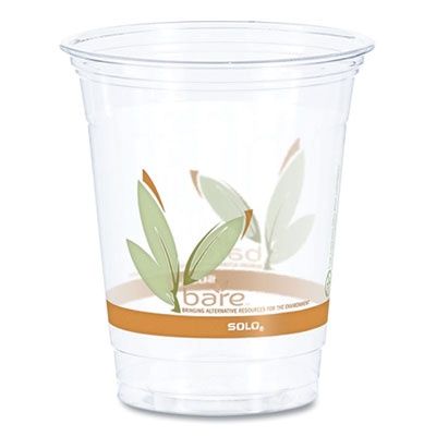Bare Eco-Forward RPET Cold Cups, Squat, ProPlanet Seal, 12 oz to 14 oz, Plastic, Leaf Design, 50/Pack, 20 Packs/Carton