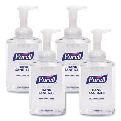 Advanced Hand Sanitizer Foam, 515 mL, Pump Bottle, Fragrance-Free, 4/Carton