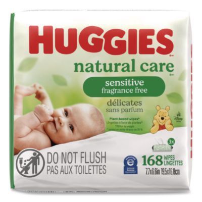 Natural Care Sensitive Baby Wipes, 6.6 x 6.86, Unscented, White, 56 Wipes/Pack, 3 Packs/Carton