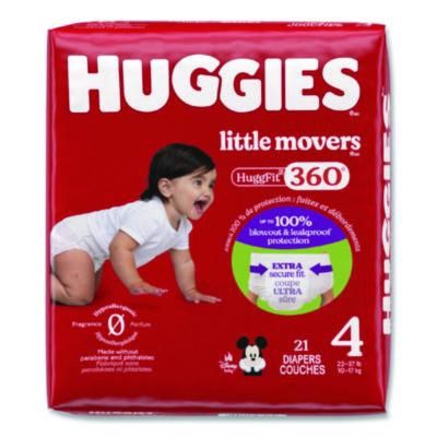 Little Movers HuggFit 360 Degree, Size 4, 22 lbs to 37 lbs, Disney Design, 21 Diapers/Pack, 4 Packs/Carton